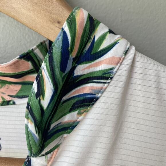 Coral Bay Golf Polo‎ Tank Womens Sz XL White Ribbed Sleeveless Band V Neck - Picture 4 of 9